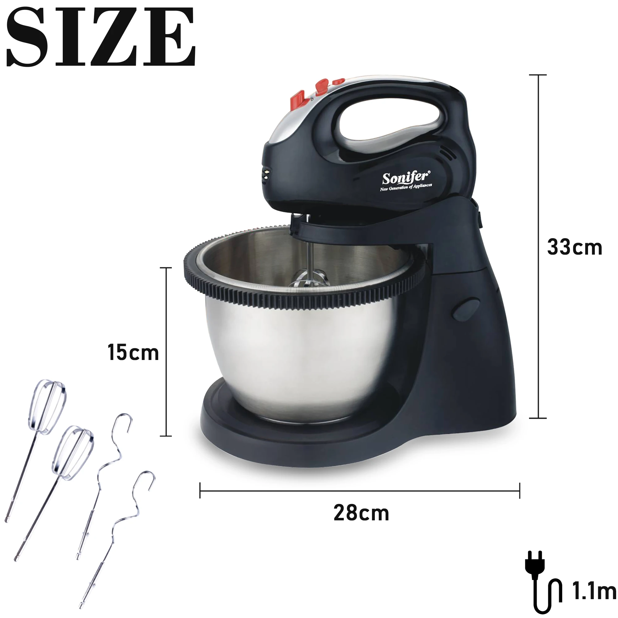 Stand Mixer Professional Kitchen Aid Chef Machine 250W Food Blender Cream Whisk Cake Dough Mixers With 3L Bowl Charm Sonifer 6