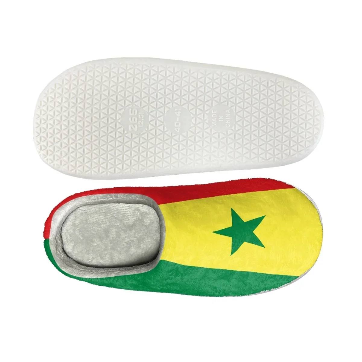 Senegalese Flag Design Winter Indoor Female's Slippers Comfotable House Cotton Slippers Zapatos Non-slip Floor Shoes for Women