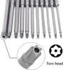 Hex Shank Torx Security Head Screwdriver Drill Set 4 Inch Length S2 Steel Torx Screwdriver Bit Set 11/12pcs Torx Head 1/4 Inch 4