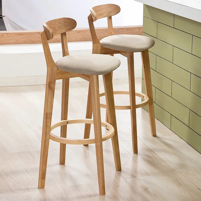 Solid Wood High Bar Stools bar chairs Living Room Hotel Household Balcony Back Bar Chairs Front Desk Restaurant High Furniture HY50CT
