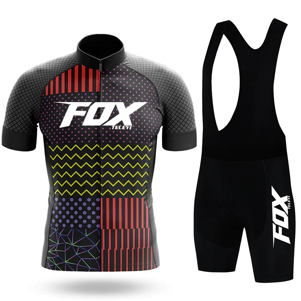 2023 fox teleyi Ciclismo Bib Shorts dos homens MTB Bicicleta Jersey Roupas Verão Completo Corrida Bicicleta Roupas Quick-Dry Sports Set 4