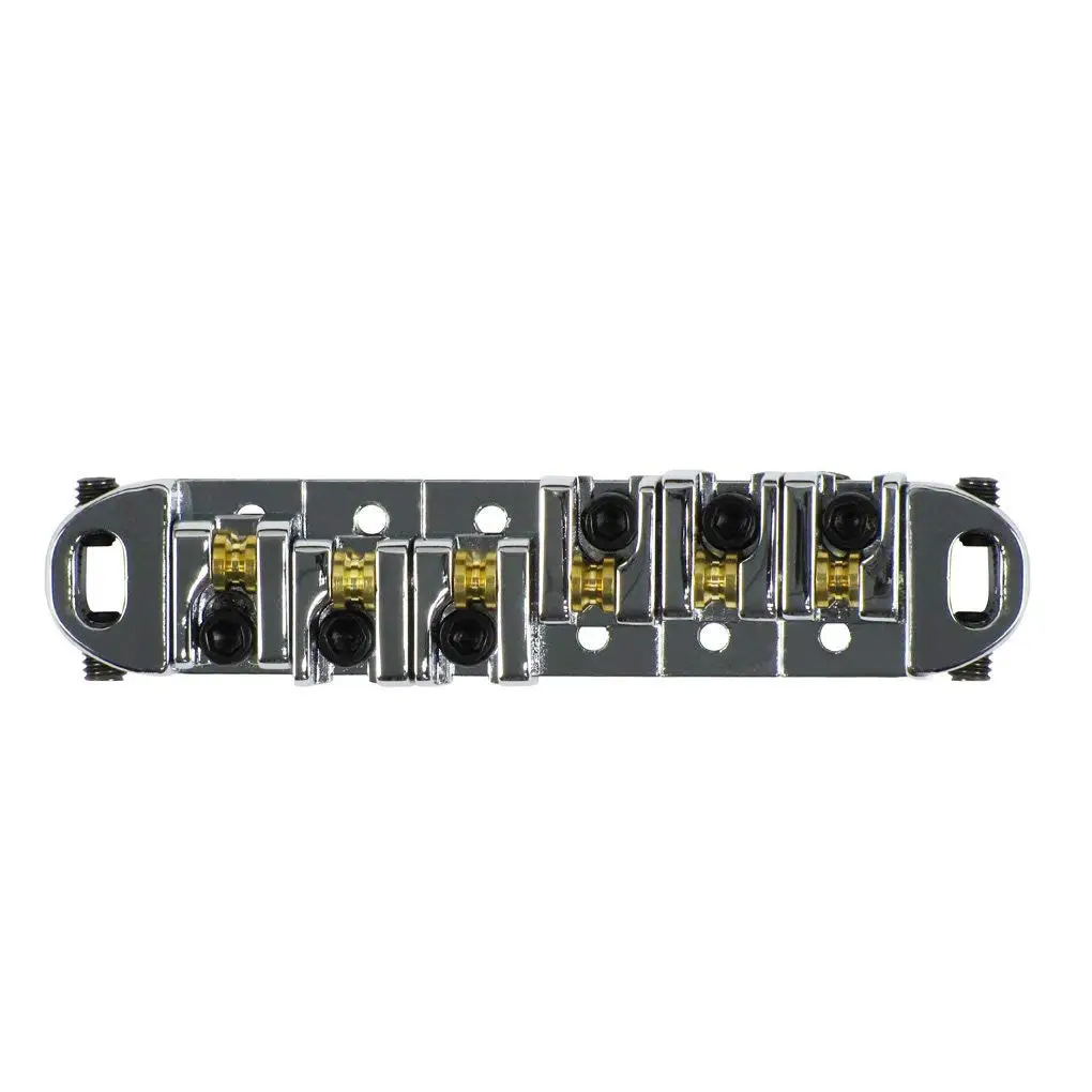 Chrome Metal Plated Roller Saddle Tune-O-Matic Bridge for Les Paul Style Electric Guitar Replacement 4