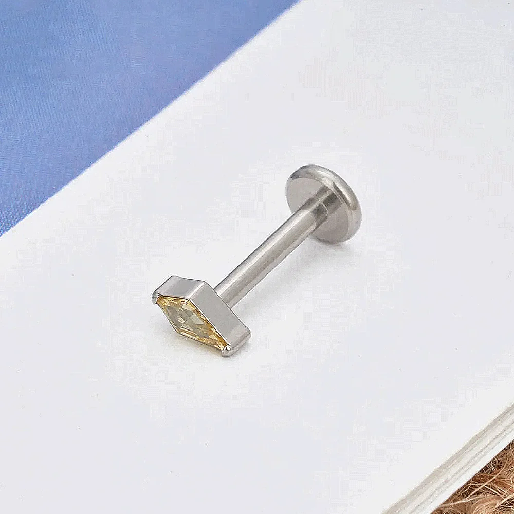 10PCS ASTM F136 Titanium Ear Stud CZ Stone Fashion Labret Lip Piercing Nose Rings Sexy Ear Cartilage Tragus Jewelry Wholesale