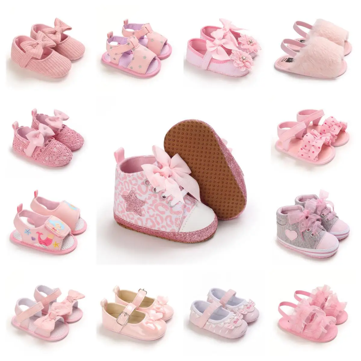 New Fashion Newborn Baby Flats Pink Baby Shoes Non-slip Cloth Soled Girls Shoes Elegant Breathable Casual Baby Walking Shoes samita newborn baby boys and girls fashion basketball shoes basketball themed sneakers newborn walking baby shoes baptism shoes