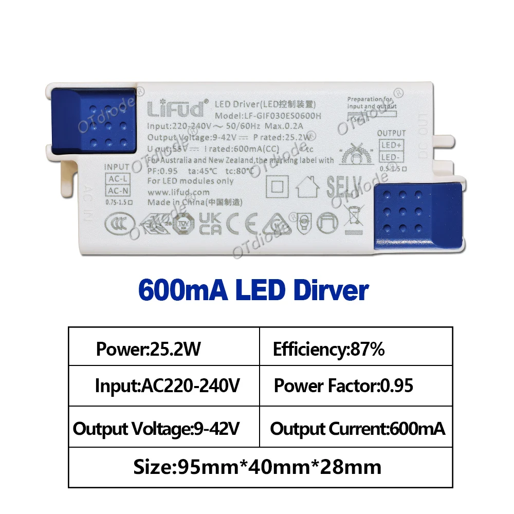 Description Picture 2 of itemNo Flicker DC9-42V Output Lifud LED Driver GIF040ES 800mA 850mA 900mA 950mA 1000mA 1050mA For Panel Ceiling Light Transformers