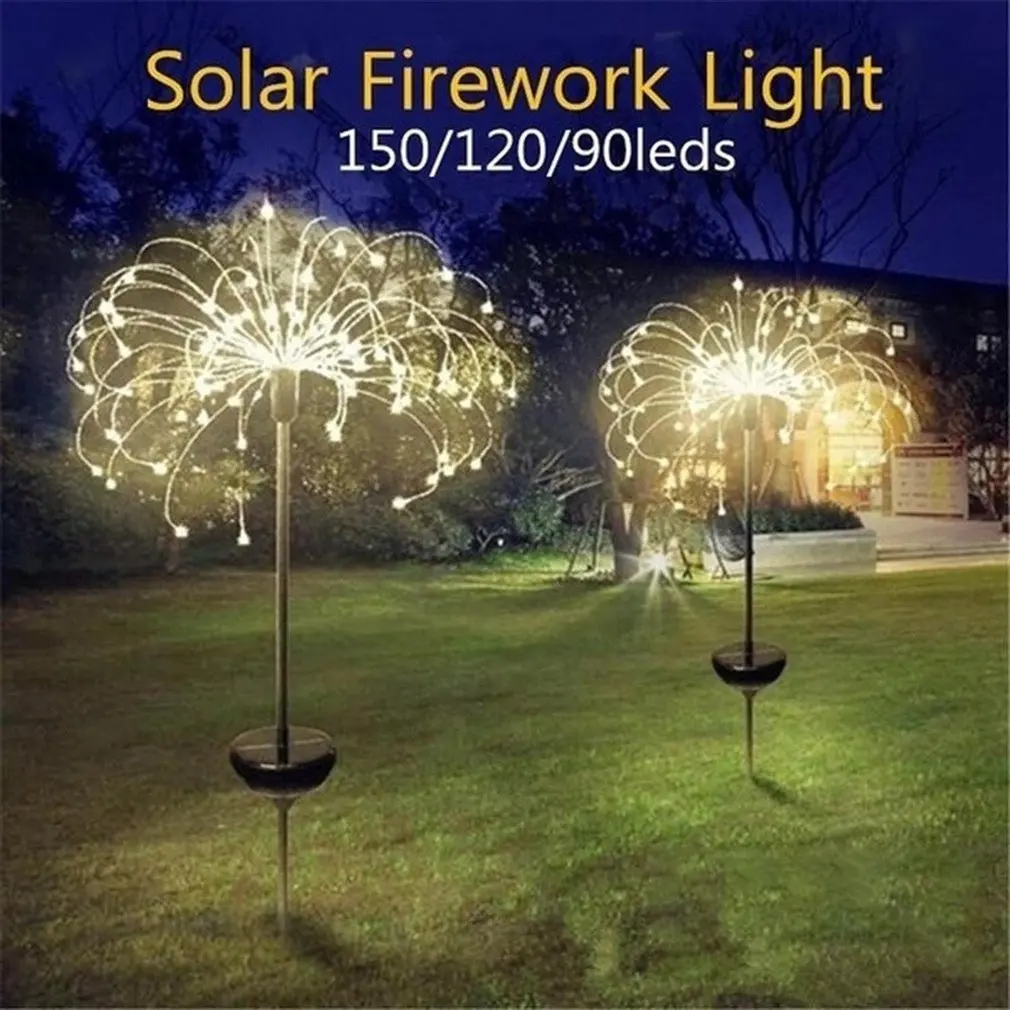 

90 /120/150 LED Solar Powered Outdoor Grass Globe Dandelion Fireworks Lamp LED For Garden Lawn Landscape Lamp Holiday Light