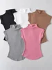 Women Summer Sexy Turtleneck Sleeveless T-Shirts Tops Solid Slim Fit Pullovers Causal Tees Shirts Female Streetwear Basics Tees 1