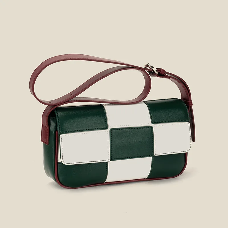 

2023 Brand Designer Green Handbags Solid Color Fashion One-shoulder Women's Underarm Messenger Bag Woven PU Leather Handbags