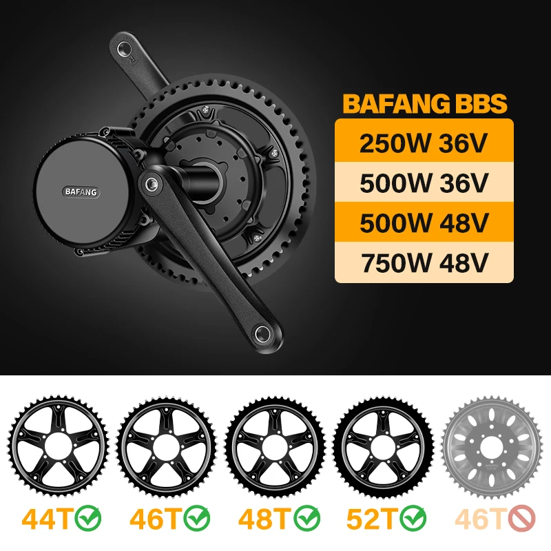 Bike Crank Arms BAFANG Crank Arms Chainwheel for Bafang BBS01 BBS02 BBSHD Mid Drive Motor Chainring Sprocket EBike Conversion Accessories