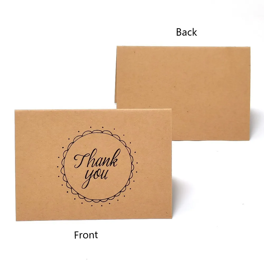 10Pcs pack Kraft Paper Thank You Card Large 4x6'' Business Note