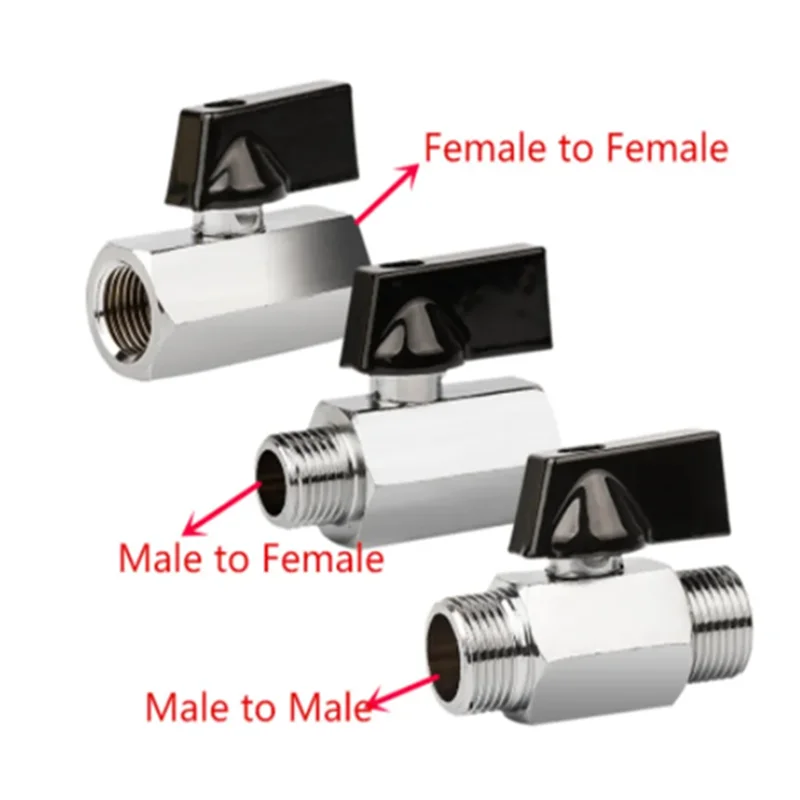 

1/8" 1/4" 3/8" 1/2" Threaded Mini Brass Ball Valve BSP Male To Female F-F M-M Air Compressor Valves Water Gas Oil Shut Off Valve