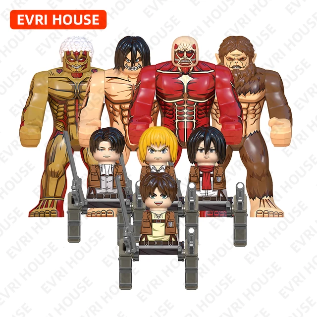 8pcs Attack on Titan Anime Series Eren Mikasa Levi The Titans Minifigu -  Best Minifigs