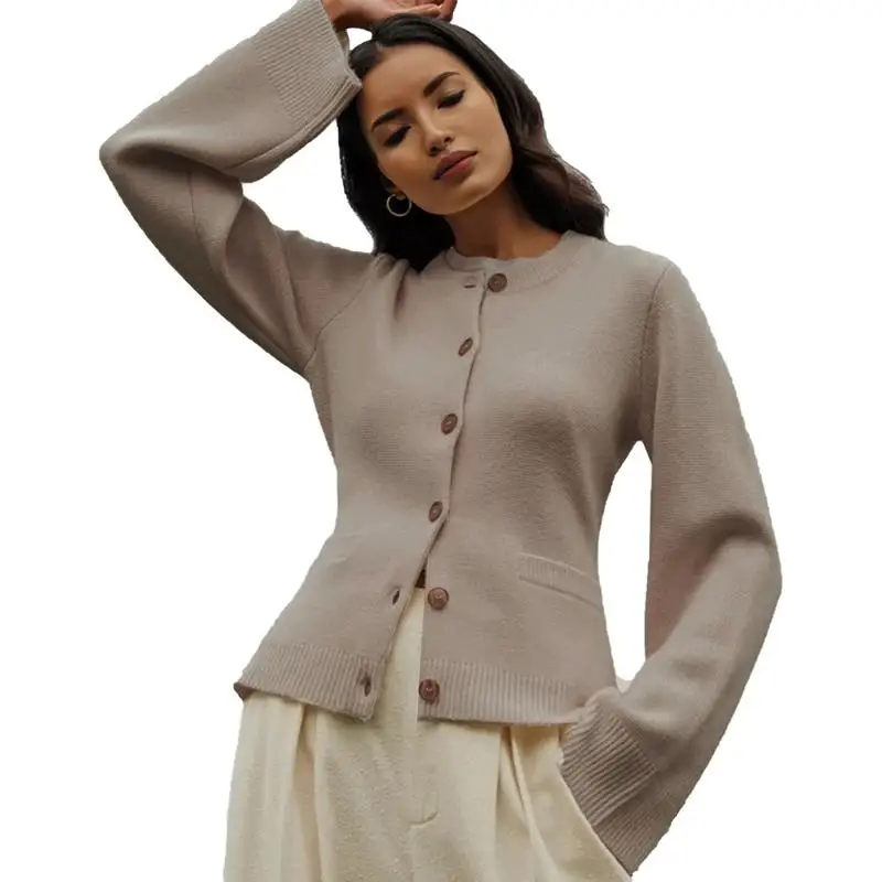 Womens Elegant Lightweight Cardigan with Bell Sleeves