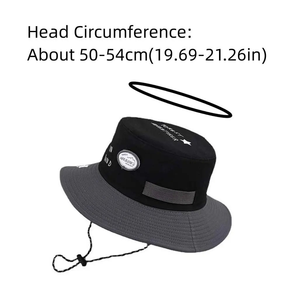 Breathable Children Fisherman Hat Korean Style Letter Embroidery Kids Bucket Cap Comfortable Windproof Rope Quick-dry Sun Hat