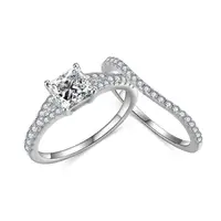 1 Ct Princess Cut All Moissanite Engagement Ring Set For Women 925 Sterling Silver Pave Wedding Bands 2