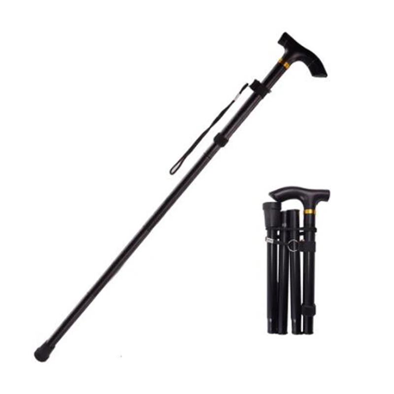 Walking Stick Telescopic Baton Hiking Trekking Poles Aluminum Alloy Metal Folding Cane Crutches Pole For Elderly People