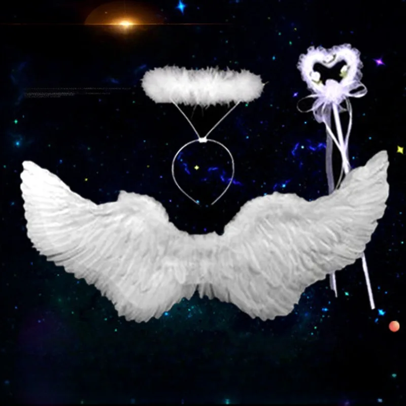 Anime Cosplay Wings Anime Cosplay Angel Wings White Feather Devil Wings Swallow Shaped Kids Adult Performance Feather Bride Flower Child Dress