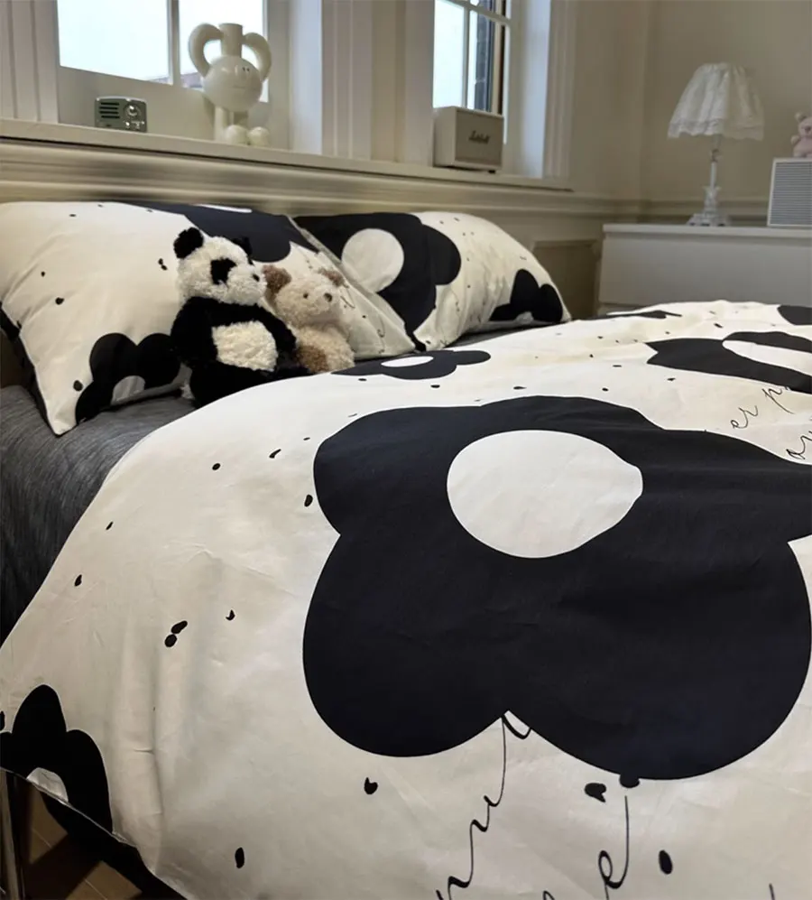 

Fashion cool flower black bedding set,twin full queen king trend vintage cotton home textile bed sheet pillow case quilt cover