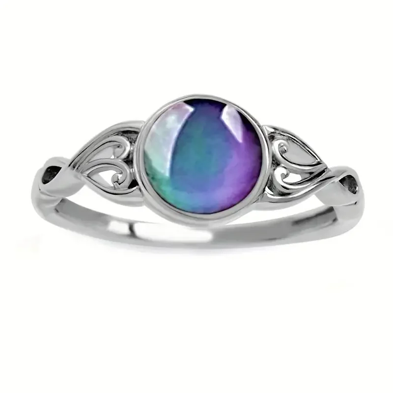 Kamień księżycowy zmiana koloru ekskluzywny pierścionek, moda biżuteria męska prezent
