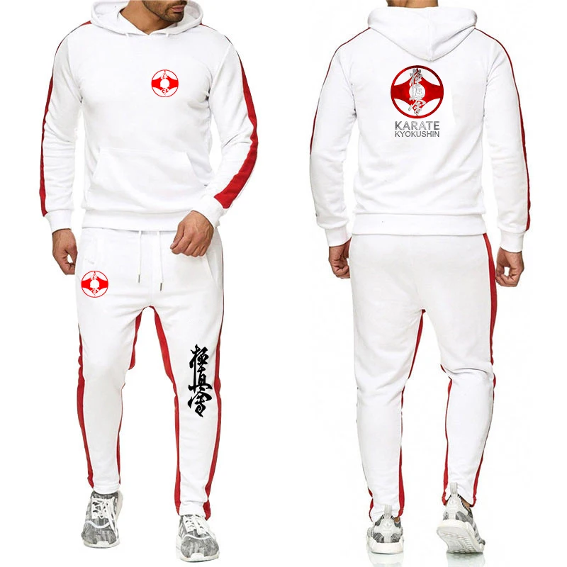 Kyokushin Karate Print New Clothing Men's Autumn Winter Sets Zipper Hoodie+Pants Casual Tracksuit Male Sportswear Pullover Sweat 3