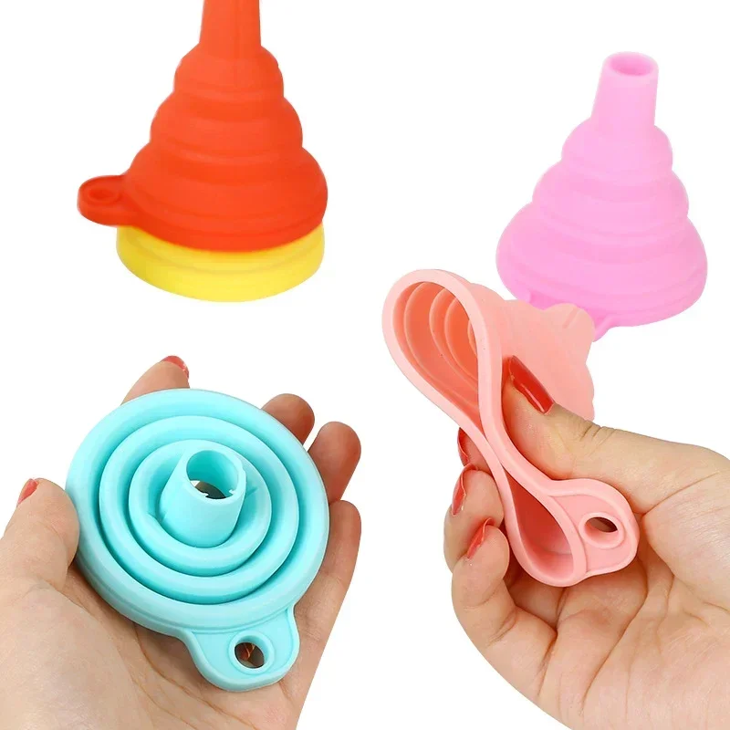 2/5/10 PCS Portable Funnels Foldable Mini Silicone Collapsible Funnel Folding Oil Pot Funnel Kitchen Tool Liquid Dispensing