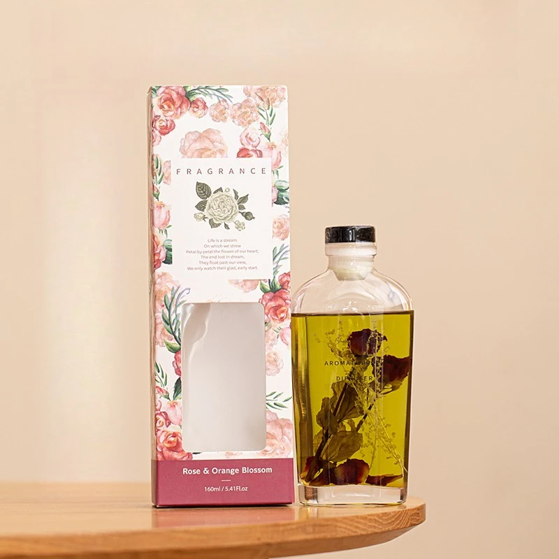 Set diffusore di ance, olio profumato da 5,4 fl oz con fiori e bastoncini conservati, decorazioni per la casa per centrotavola da tavolo, soggiorno