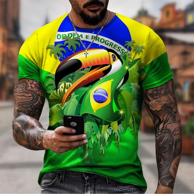 Man Fashion Brazil T Shirt Harajuku Men's Brasil Flag 3D Printing