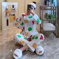 Pijama Sin Chan Man and Woman Pajama Sinchan Cotton Autumn Long-sleeved Trousers Sets Japanese Pajamas for Couples Man Sleepwear - Image 5