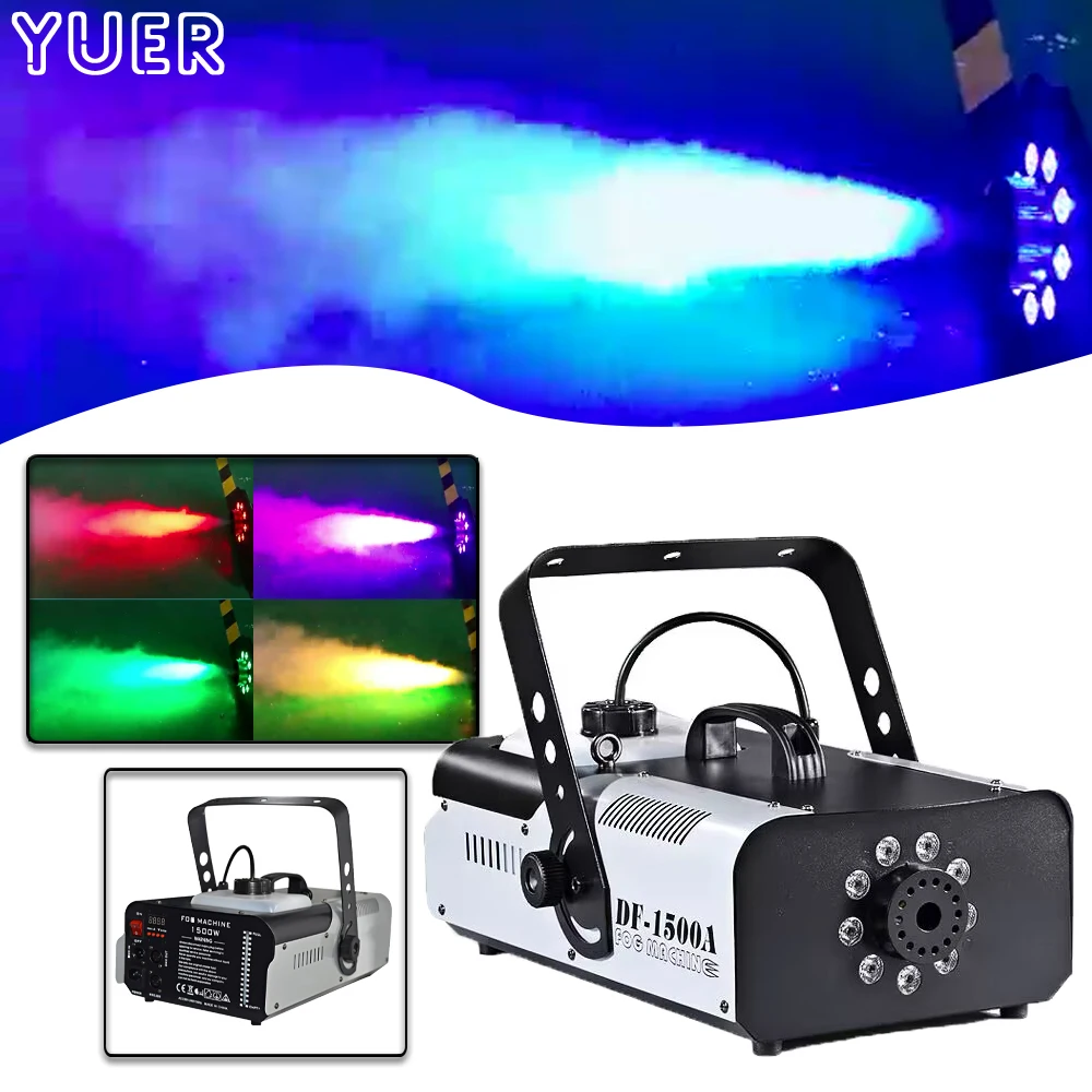 

LED RGB 1500W Smoke Fog Machine Remote Control DMX Stage Wash Effecting Dj Disco Beam Smoke For Wedding Party Stage Equipment