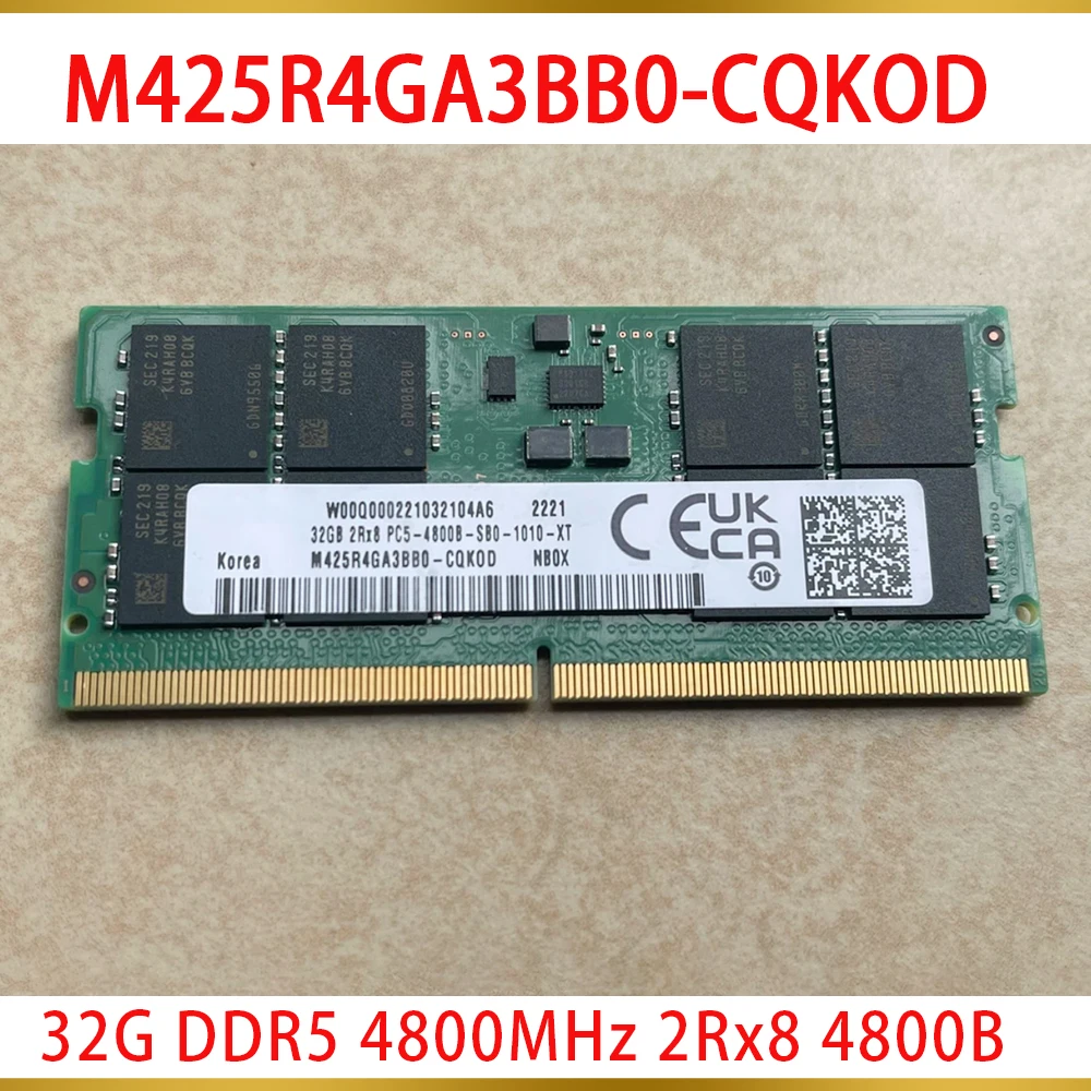 1Pcs 32GB 32G DDR5 4800MHz 2Rx8 4800B SODIMM Laptop RAM For Samsung Notebook Memory M425R4GA3BB0 CQKOD