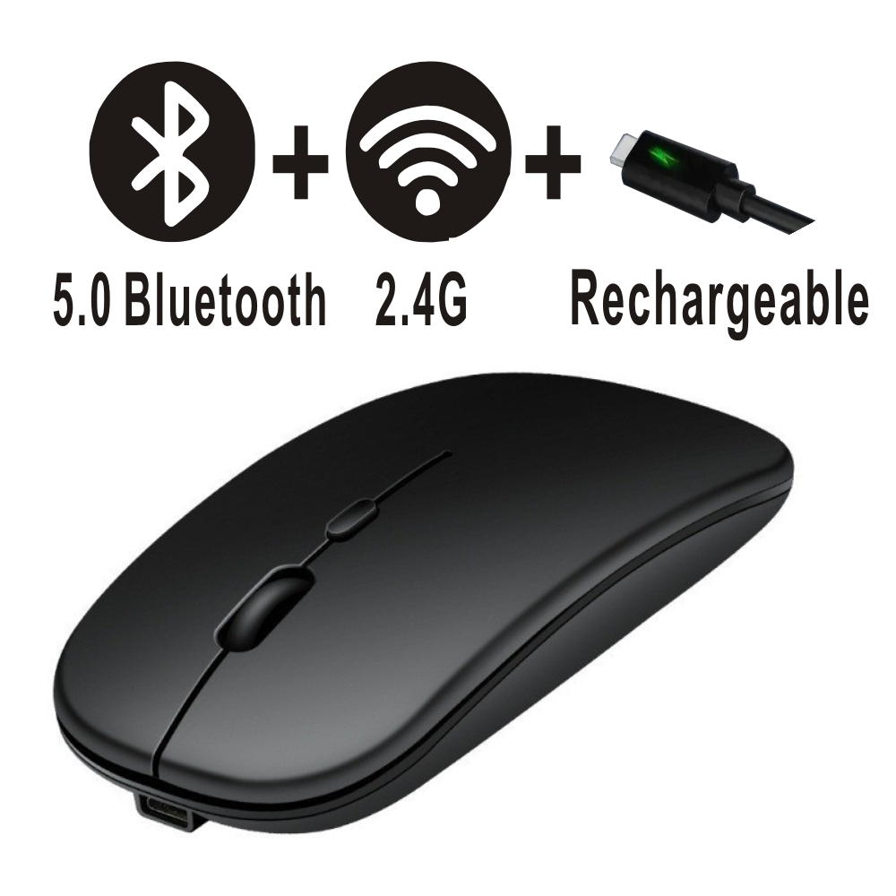 Mouse Wireless Rechargeable Bluetooth Dual Mode 5.2 Silent Computer  Gaming Ergonomic Mouse 2.4 USB 3-DIP for PC Laptops