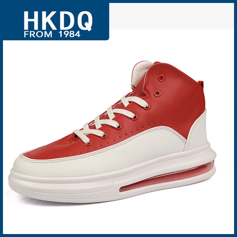 

HKDQ Original High Top Sneakers Unisex Streetwear White Red Air Cushion Shoes For Men Fashion Platform Men's Casual Sports Shoes