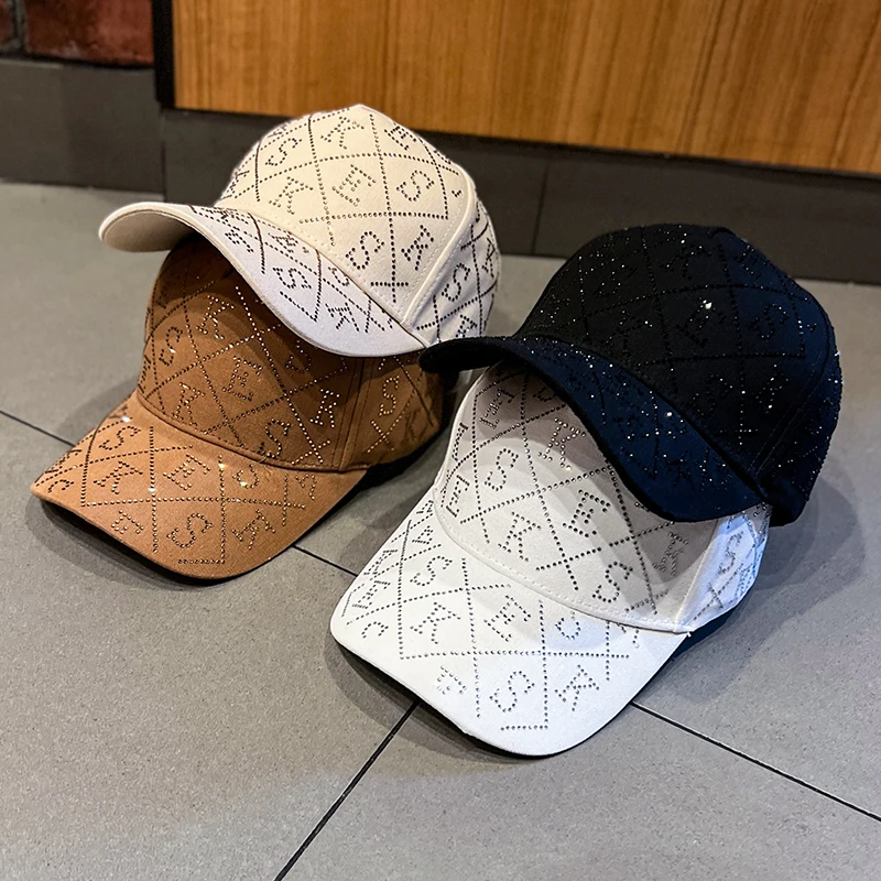 

2022 New Rhinestone Alphabet Baseball Cap Ladies Spring and Summer Street Shooting Sun Hat Korean Version Ins Wild Peaked Caps