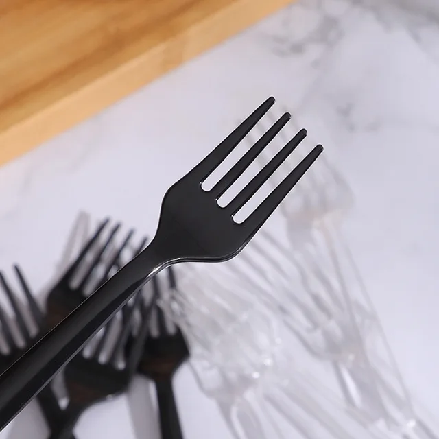 100Db/Csomag Hosszú Fogantyúval Villák Újrafelhasználható Műanyag Eldobható Party Piknik Csomagolás Asztali Edények Sűrítve Finom Ételek Kés - Image 3