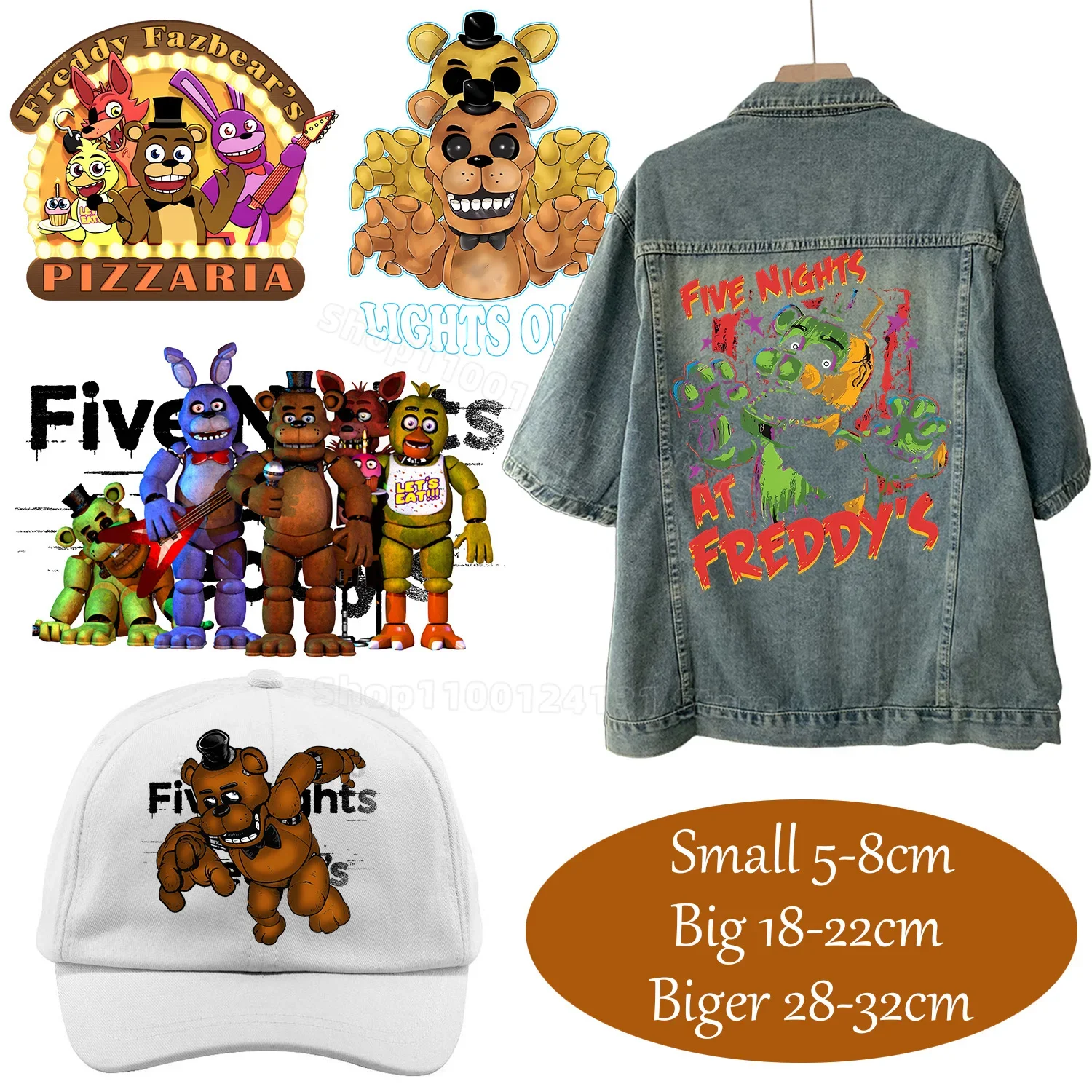FNAF-Inspired Heat Transfer Stickers for Clothing - T-Shirt DIY Anime Patches Collection