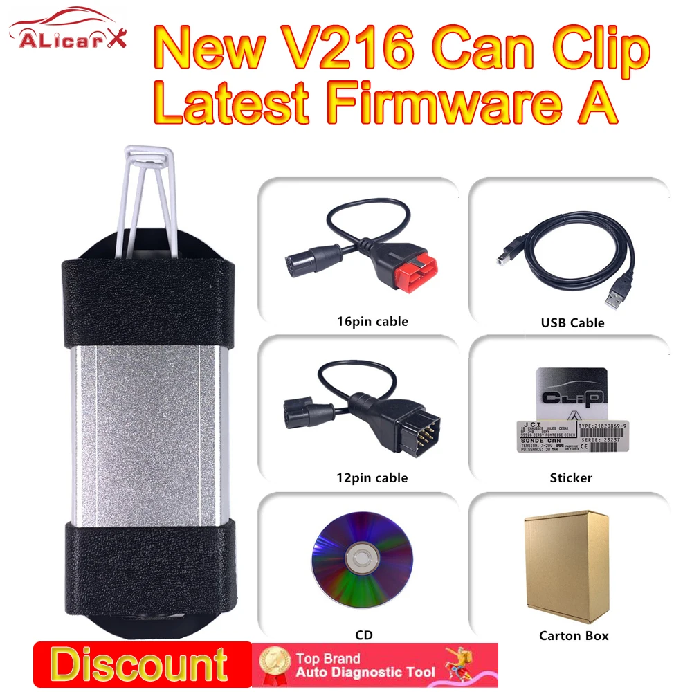 Can Clip V216 para Renault, nuevo Firmware A + OBD2, interfaz de
