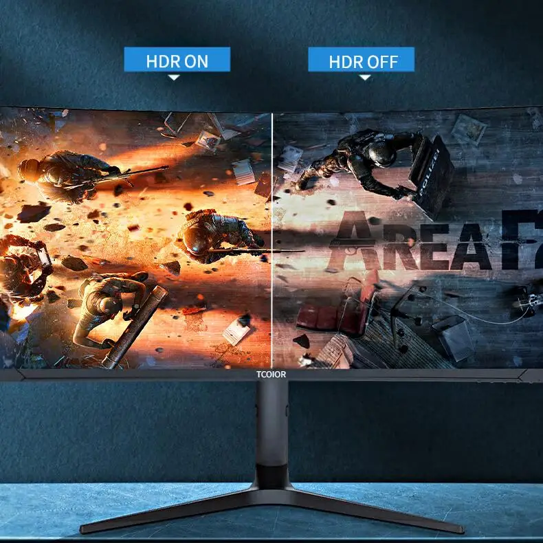 34인치 4K 게이밍 모니터 165Hz 4K PC 모니터 21:9 울트라 와이드 커브드 모니터 조절 가능한 스탠드와 스피커 내장