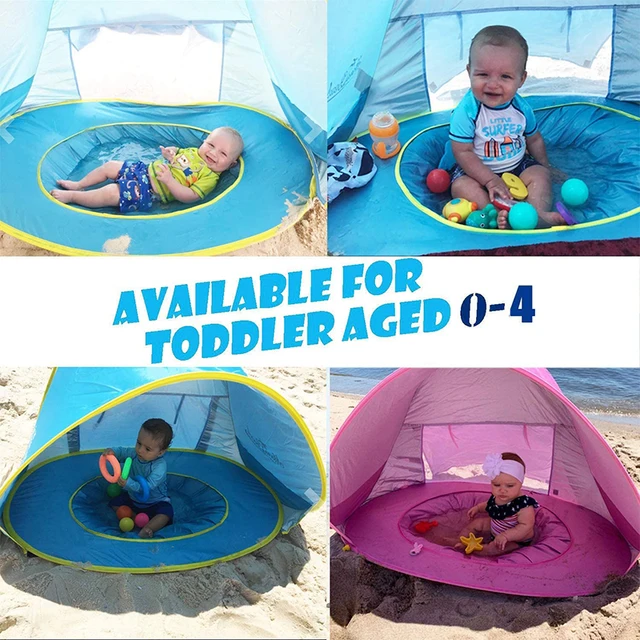 Baby Beach Tent Children Waterproof Pop Up sun Awning Tent UV-protecting Sunshelter with Pool Kid Outdoor Camping Sunshade Beach 2