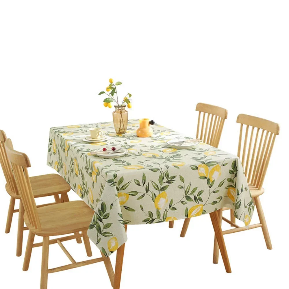 1x Lemon Pattern PVC Tablecloth Home Waterproof Oil Resistant Washable Dustproof Rectangular Tablecloth Kitchen Table Decoration 6