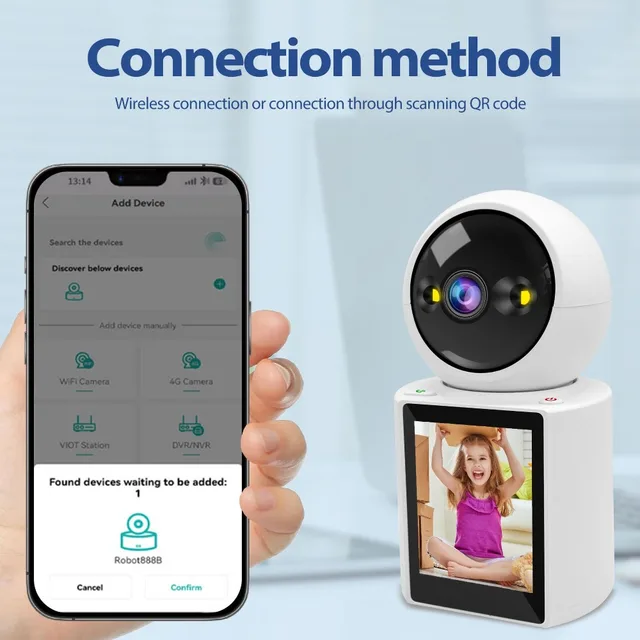 Dual Screen Camera: One Click Call, 4K 6MP WiFi Camera with AI Human Detection, Color Night Vision CCTV Video Surveillance 5
