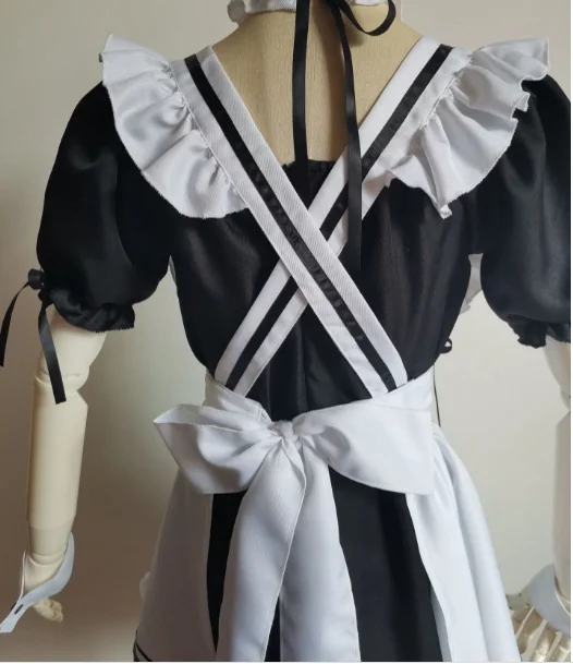 Black Cute Lolita Maid Costumes Girls Women Lovely Maid Cosplay Costume Animation Show Japanese Outfit Dress