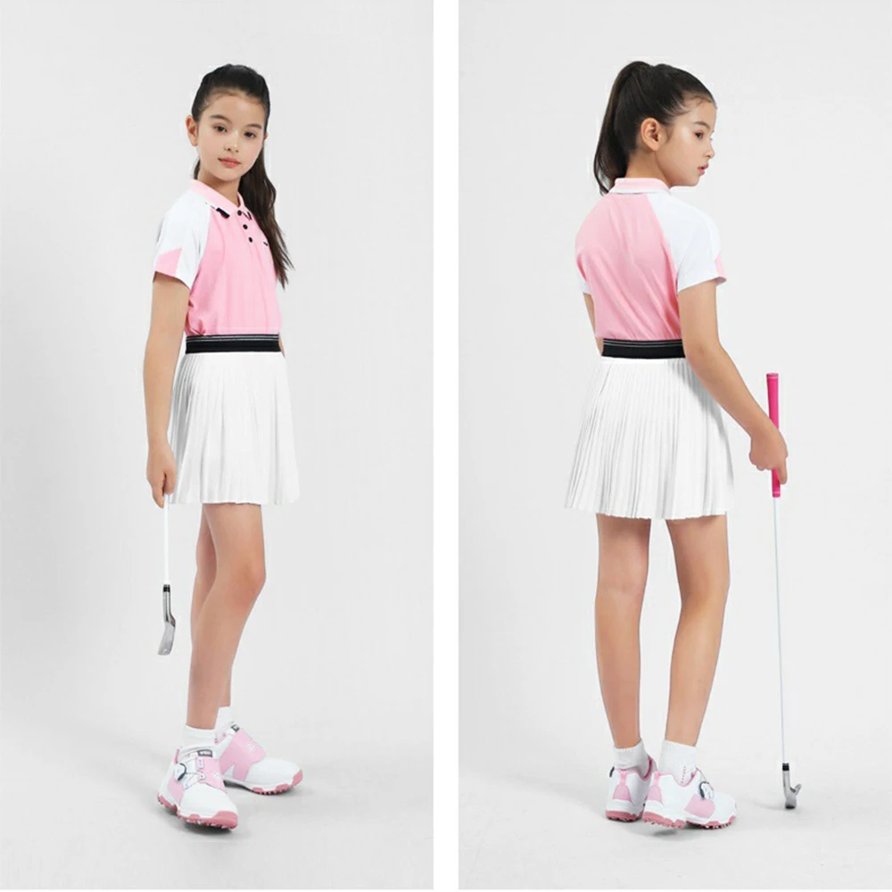 

2023 PGM Classic Children Golf Wear Girls Golf Short Sleeve Comfortable And Breathable T-shirt Summer Sports Top Clothing Kids