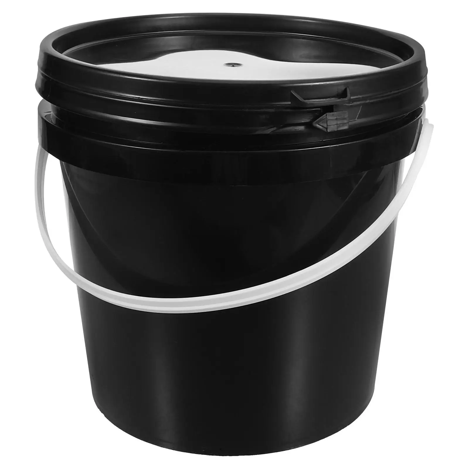 2L Black Lightproof Bucket Durable Plastic Container With Handle Empty Paint Cans Round Lid Paint Bucket Storage For