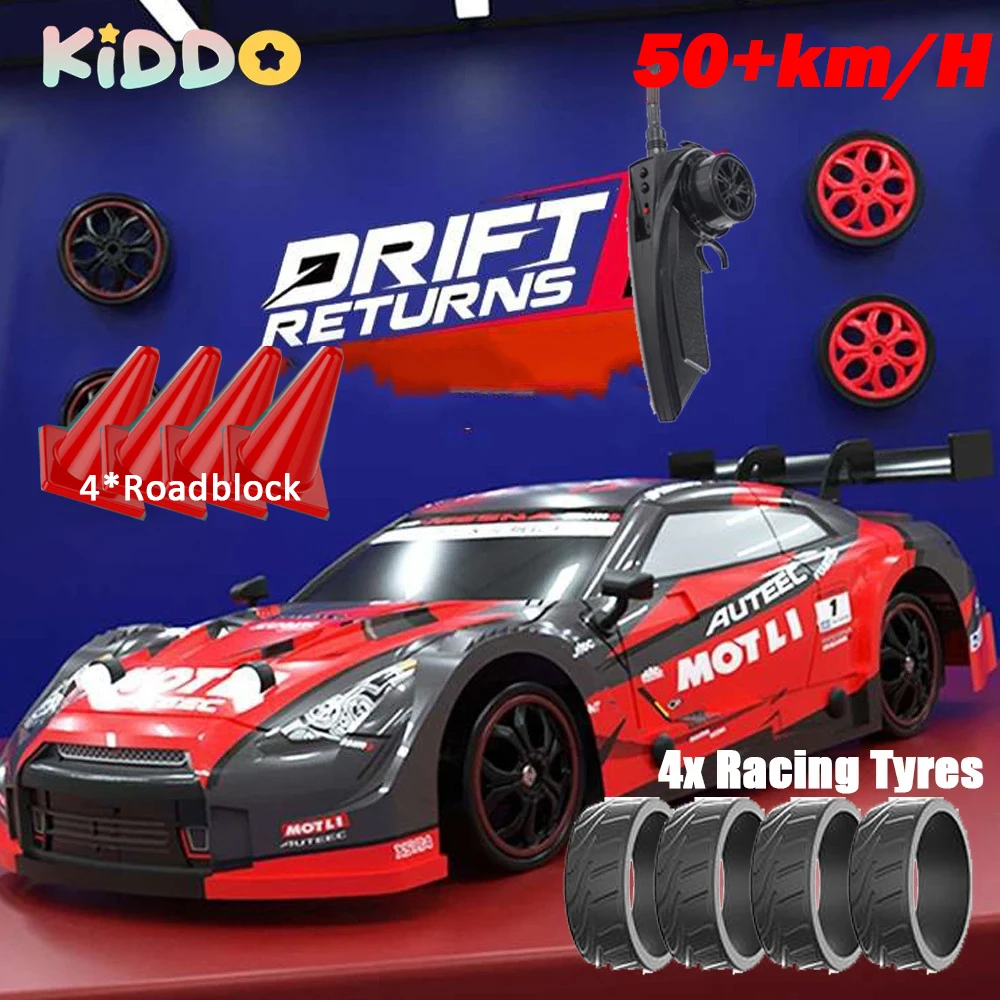 1/14 고속 오프로드 라디오 원격 제어 자동차 장난감, 4WD RC 자동차 드리프트 레이싱 2.4G, 50 KM/H GTR 모델, 어린이용 크리스마스 선물
