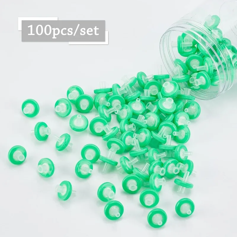100 Pcs Syringe Filters 13mm 0.22&mu;m Syringe Filter Plastic Unsterilized Filters 4mm Inner Diameter 2mm Hole syringe filters