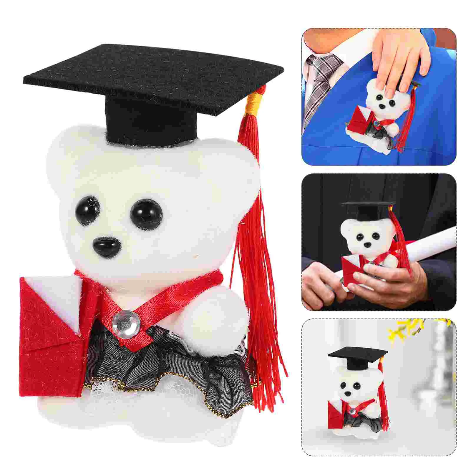 

Graduation Bear Decor Stuffed Plush Doll Table Ornament Doctor Bear Doll Cartoon Flower Bundle Packaging Materials Gift