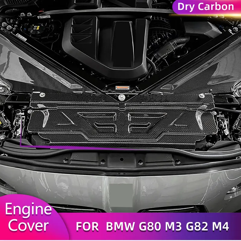 Dry Carbon Fiber Car Engine Radiator Cooling Slam Panel Cover Replacement Engine Cover For BMW G80 M3 G82 G83 M4 2021-2023