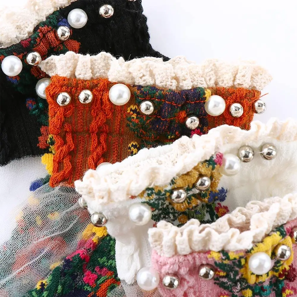 Lolita Socks Breathable Summer Shallow Mouth Mesh Women Embroidery Flowers Socks Short Socks Hosiery Boat Socks