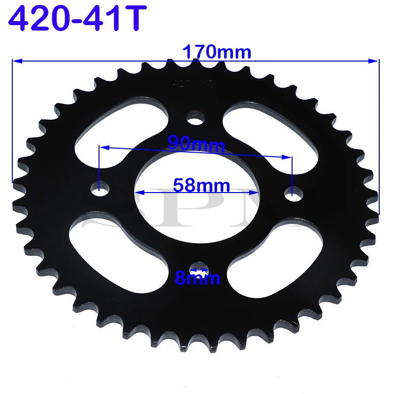 Engine sprocket motorcycle scooter gear 420/428 37T 41T 48T tooth 58mm / 90mm rear sprocket for ATV Go Kart Quad Bike off-road motorcycles