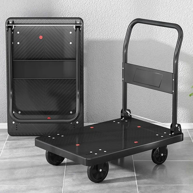 

Factory Price Logistic Platform Steel Folding Carts Flat Warehouse Handle Hand Platform Moving Trolley